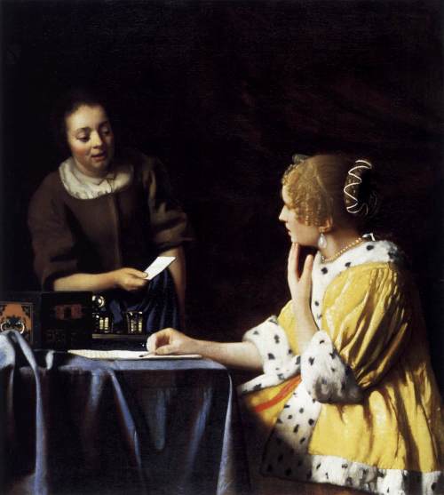 1667 Lady avec servante lui tendant une lettre
